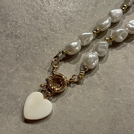 2411NC0268 / Shell heart pearl Necklace（Pearl）
