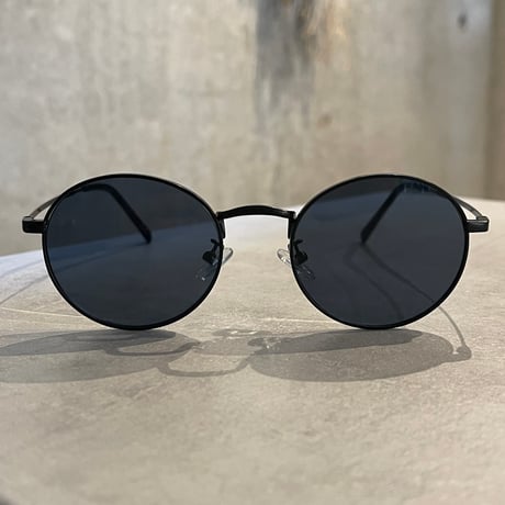 SE26SG_CA014（S） / Metal Round Frame Sunglasses (Black/Black)