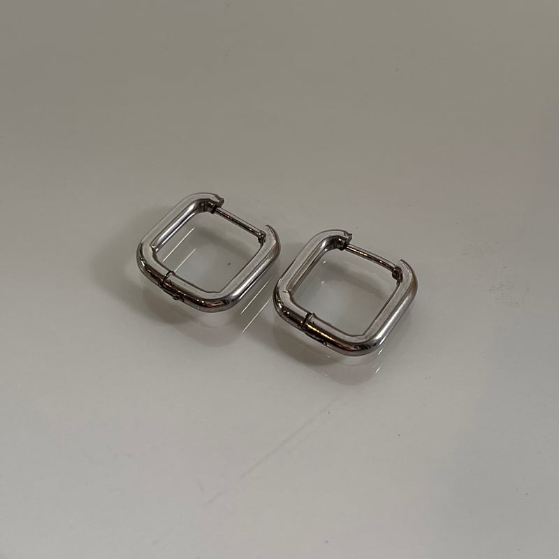 2311PR0599 / Simple square mini hoop Pierce（Sil...