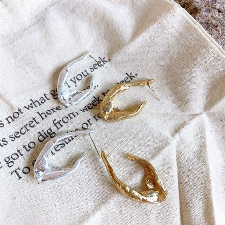 Vintage Oval Shape Open Hoop Pierce（Gold） / 2109_PR0264