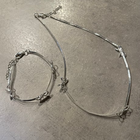 2411BR0058 ／ Mini ribbon motif herringbone bracelet（Silver）