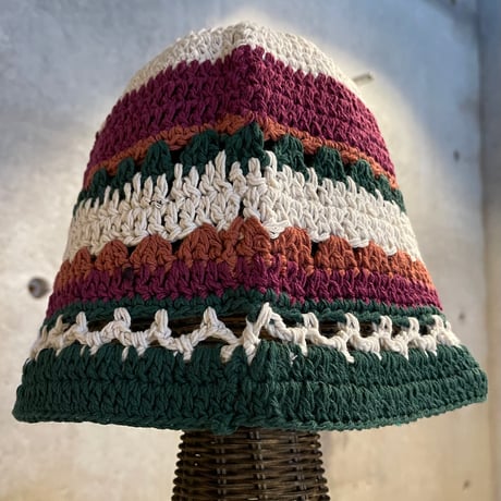 2504HW0081(S) / Contrast color knit bucket hat（Green）