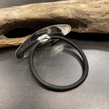 Matte Oval Plate Hair tie（Silver）HA_140