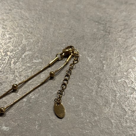 2503NC0321／oval stone  ball chain Necklace（Gold/Blue）