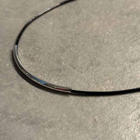 2503NC0328／ simplemetal fake leather choker（silver)
