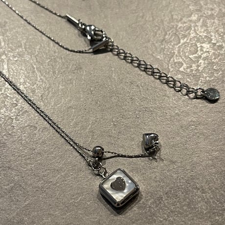 2506NC0344 / Square heart charm Necklace（Silver）