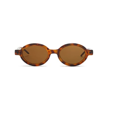 【 Select 】 Oval Double Color Vintage Sunglasses (Leopard)