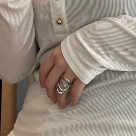 2509RG0680/ Long Line Wave Ring（Silver）