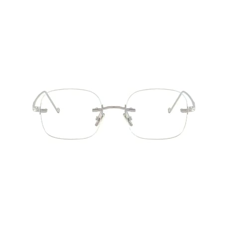 【 Select 】Metal Flame Rimless Oval Sunglasses (Silver/Clear)