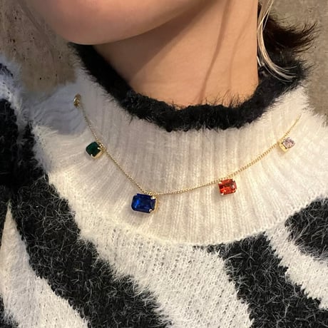 Bijous stone  Necklace（Gold）/ 2110-NC114