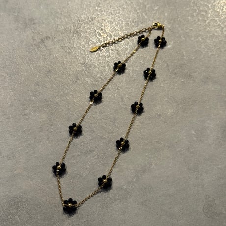 2507NC0347/  Beads Flower Necklace（Gold）
