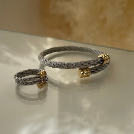 23AWBR007 / Rope motif ring set bangle（Silver/Gold）