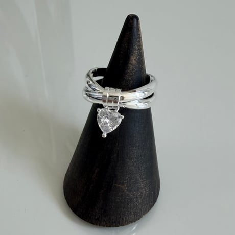 2606RG0811 / Heart stone charm ring（Silver）