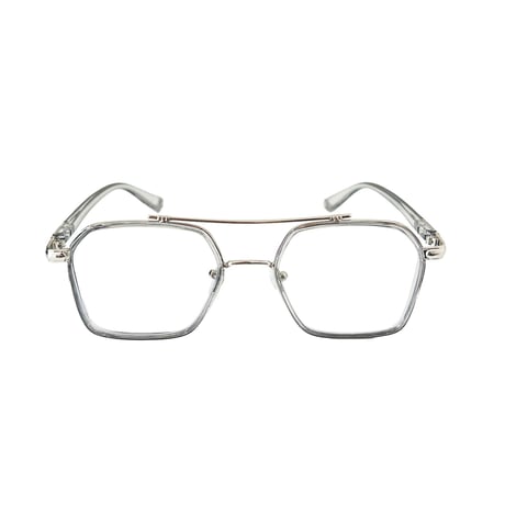【 Select 】Double Bridge Square Sunglasses (Gray/Silver/Clear)