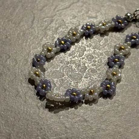 2505BR0088/ beads flower bracelet（purple）