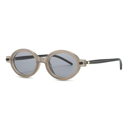 【 Select 】 Oval Double Color Vintage Sunglasses (Gel Grey)