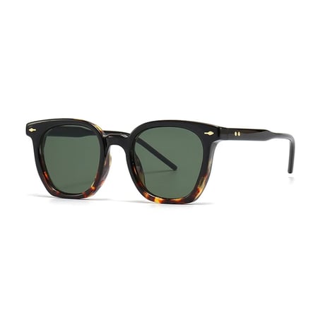 【 Select 】Vintage Square New Style Sunglasses (Black/Dark Green)