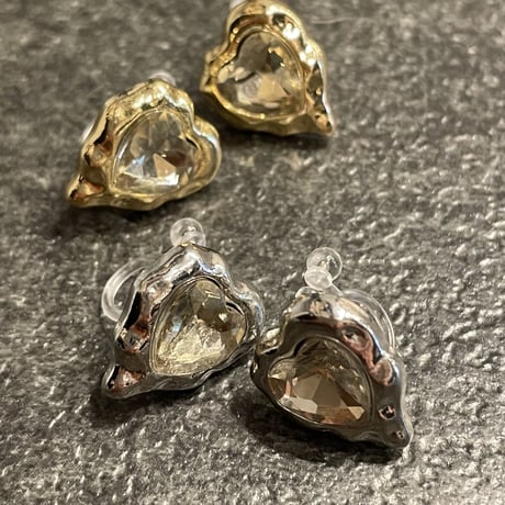 2302_ER0135／Yellow Heart Design Clip Earings（Silver）