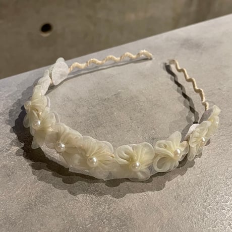 2503HA0060（S）/ Flower pearl headband（White)