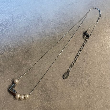 2506NC0343 / Heart pearl slide Necklace（Silver）