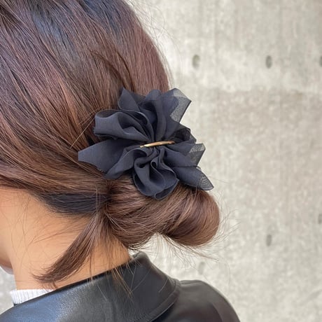 2304HA0018 /  Flower chiffon hair clip（Black）