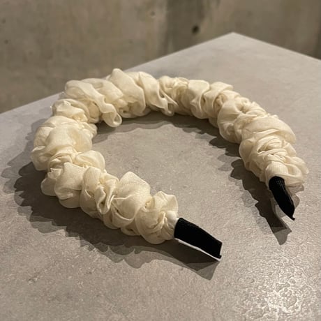 2503HA0059（S）/ Gather Chiffon headband（White)