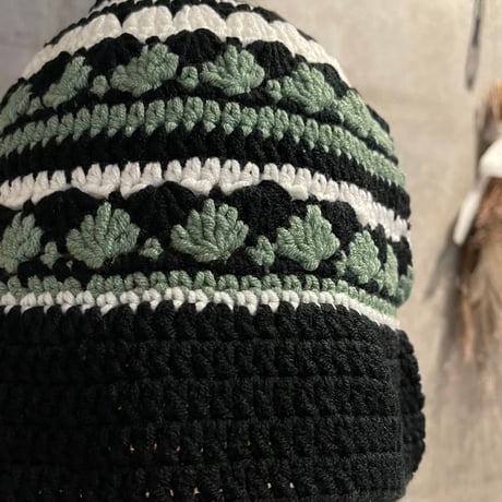 2504HW0084(S) / Crochet knit bucket hat（Black）
