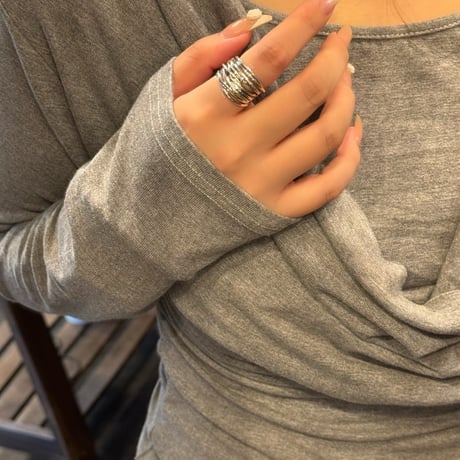2410RG0533 / Irregular layered line ring（Silver）