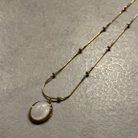 2503NC0321／oval stone  ball chain Necklace（Gold/white）