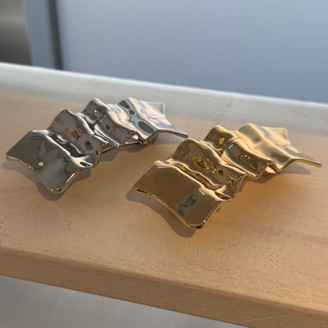 2604HA0086(S)/ Square crumpled metal barrette（Silver）