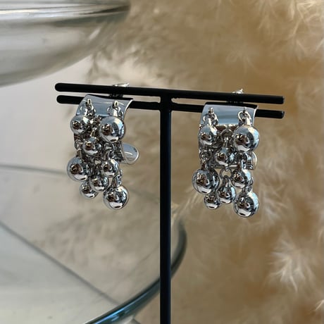 2405PR0717 / Metal ball wide hoop pierce （Silver）
