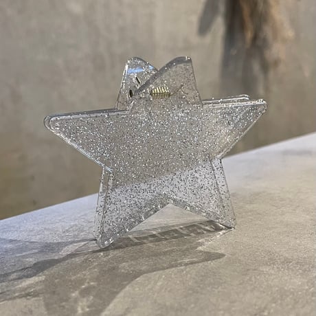 2508HA0071 / Star motif Glitter Hair Clip（Clear)
