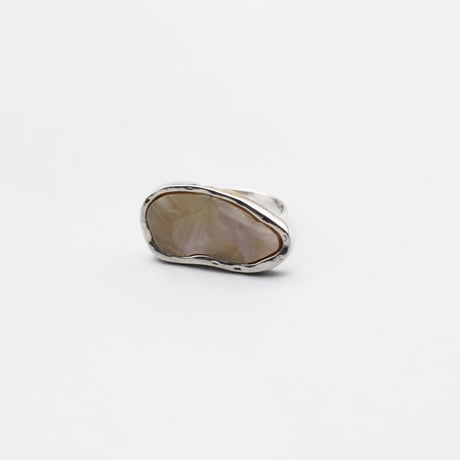 Acrylic Marble Deformation oval Ring（Silver） /  2110-RG132