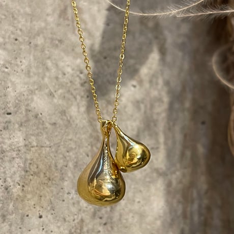 2501NC0284 / Double drop motif Necklace（Gold）