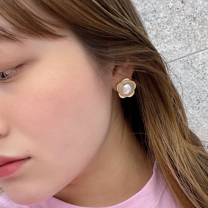 Flower motif Pearl Pierce（Gold/Pearl） / 2204_P