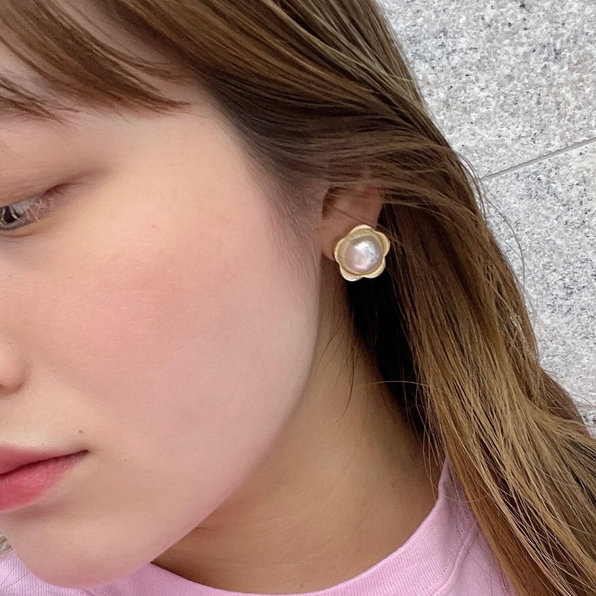 Flower motif Pearl Pierce（Gold/Pearl） / 2204_P