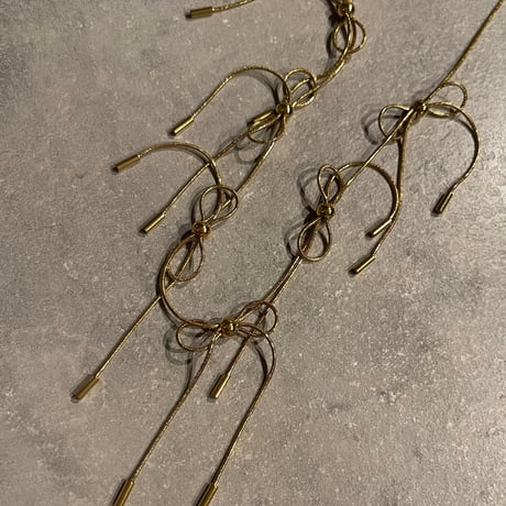 2508NC0355 / Snake chain Many Ribbon Necklace（Gold）