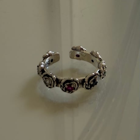2604RG0757 / Rose motif stone ring（Silver）