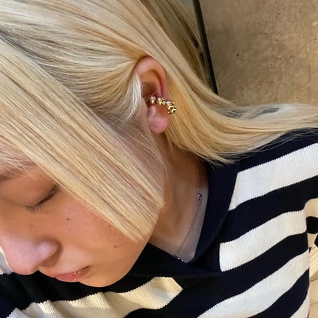2411EC013 /  Ball circle 2piece Ear Cuff（Gold）