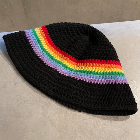2411KC130003NV(S) / Rainbow Crochet Hat（Black）