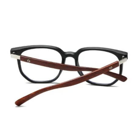 【 Select 】 Metal Artificial Wood Vintage Sunglasses (Matte Black/Clear )