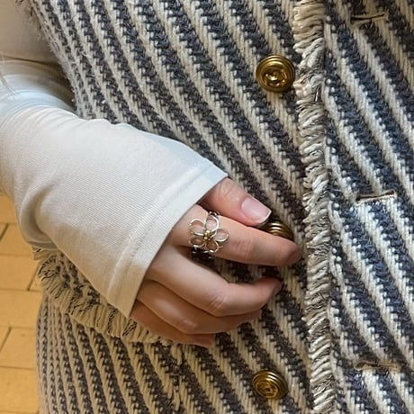 2504RG0604 / Flower motif line ring（Gold）