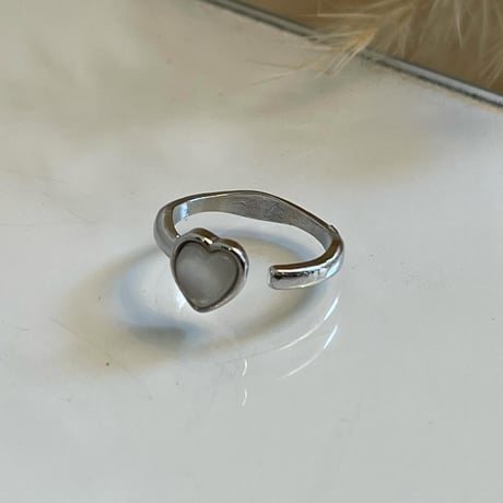 2407RG0501 / Mini heart stone open ring（Silver）