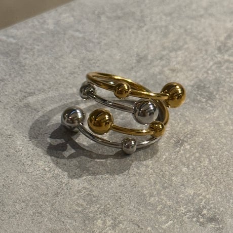 2602RG0748  /   double color  ball ring（Silver/Gold）