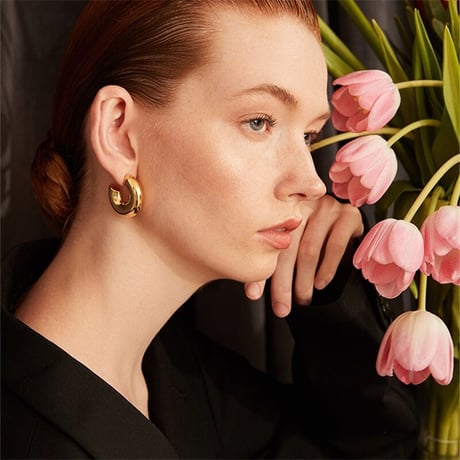 2102-PR007 / Metal Hoop Simple Pierce（GLD / L / 5cm）