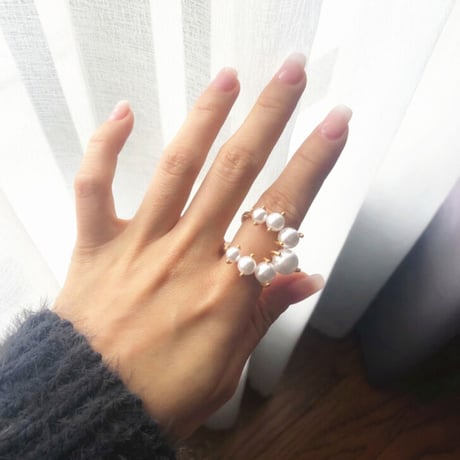 Semicircle pearl  ring （GOLD） / 2104-RG027
