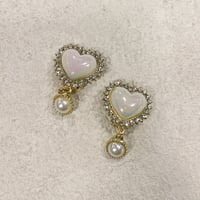 Glittering Heart Pearl Earring（Gold）/ 2208_ER0118