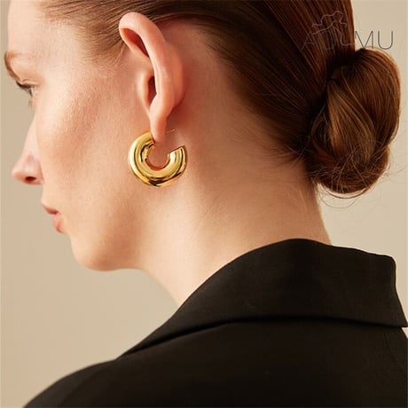 2102-PR007 / Metal Hoop Simple Pierce（GLD / L / 5cm）