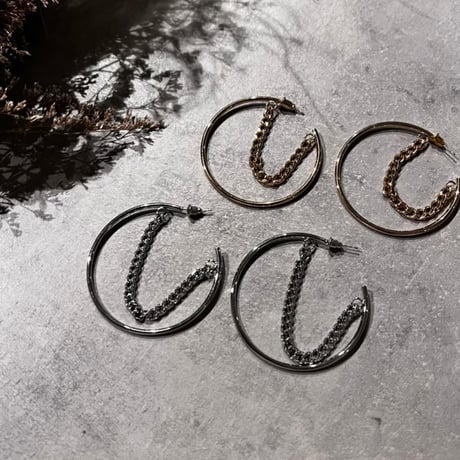 2202_PR0439 / Chain ×hoop pierce（Gold）