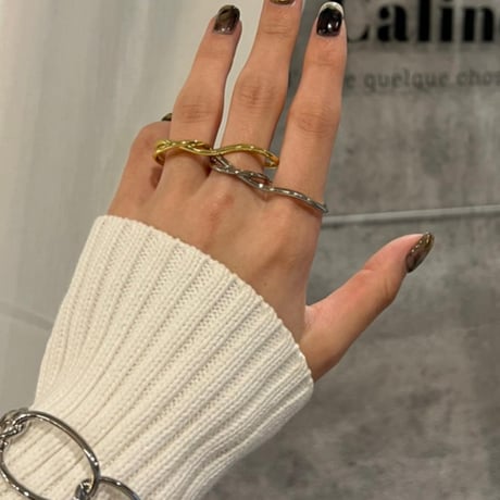 2306RG0297 / Cross Continuous Two-Finger Connected Ring（Silver）